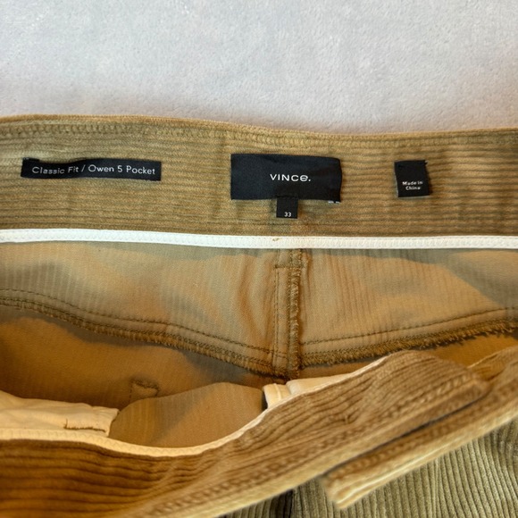 Vince Classic Fit Owen 5 Pocket Corduroy Pants Mens Size 33 Tan - Picture 6 of 9